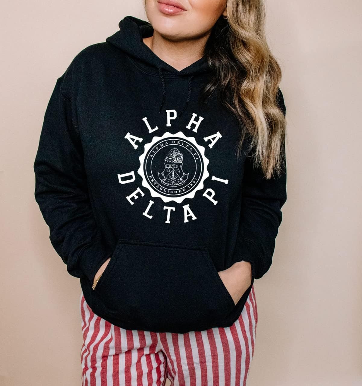 image:imageGreekgear Alpha Delta Pi Unisex College Seal HoodieBlack