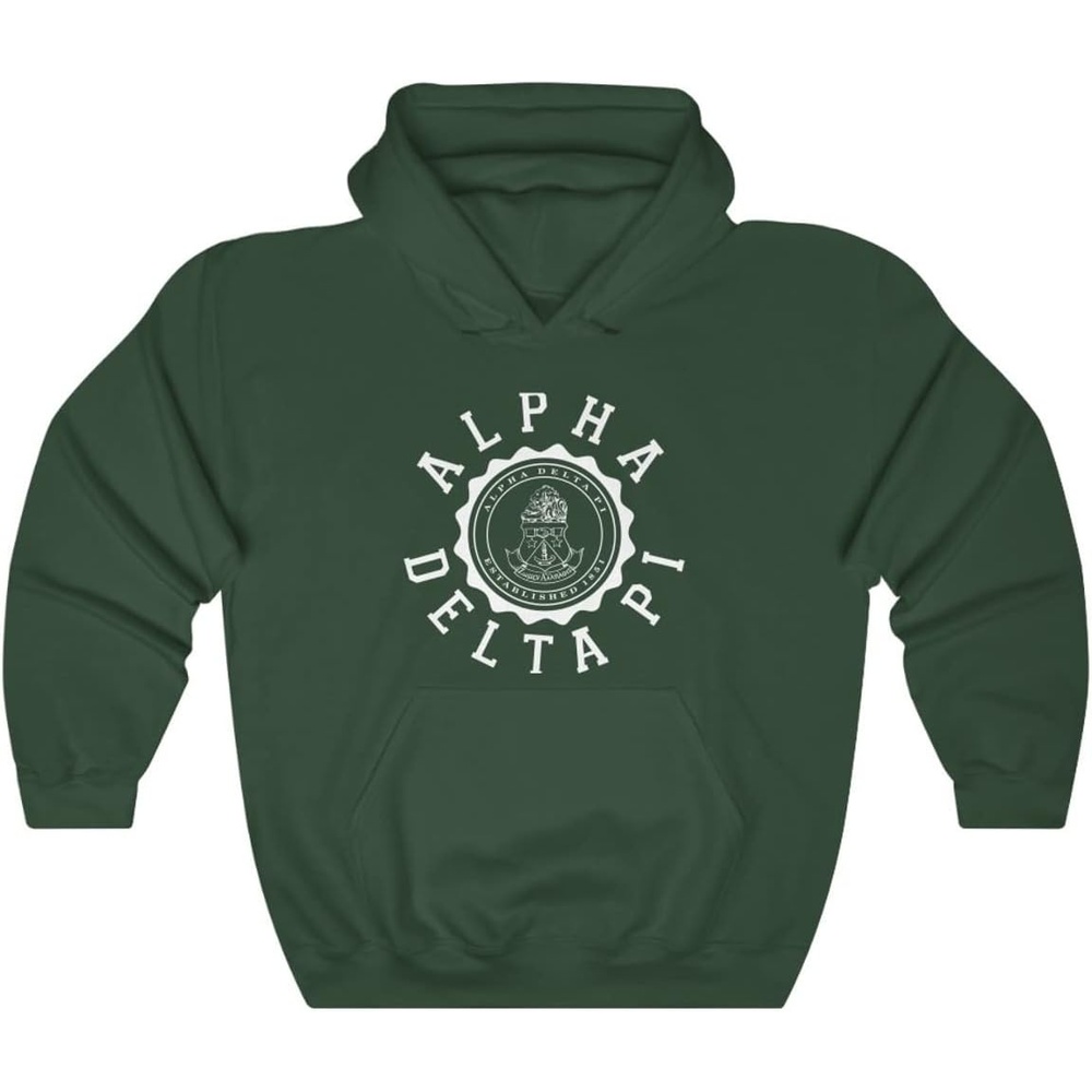 image:imageGreekgear Alpha Delta Pi Unisex College Seal HoodieForest Green
