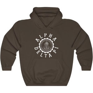 Greekgear Alpha Delta Pi Unisex College Seal Hoodie(Dark Chocolate)