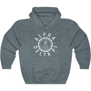 Greekgear Alpha Delta Pi Unisex College Seal Hoodie(Dark Heather)