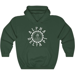 Greekgear Alpha Delta Pi Unisex College Seal Hoodie(Forest Green)