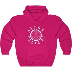 Greekgear Alpha Delta Pi Unisex College Seal Hoodie(Heliconia)