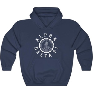 Greekgear Alpha Delta Pi Unisex College Seal Hoodie(Navy)