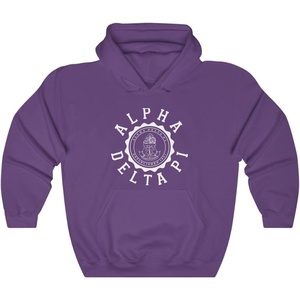 Greekgear Alpha Delta Pi Unisex College Seal Hoodie(Purple)
