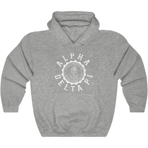 Greekgear Alpha Delta Pi Unisex College Seal Hoodie(Sport Grey)