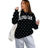 Alpha Gamma Delta Oversized Polka Dot Drop Shoulder Hoodie Sweatshirt(Black)